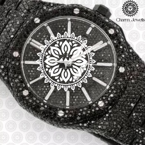 Montre de luxe en moissanite de qualité supérieure avec mouvement à quartz, en acier inoxydable, bijou de mode, disponible à la vente - Product Image 2