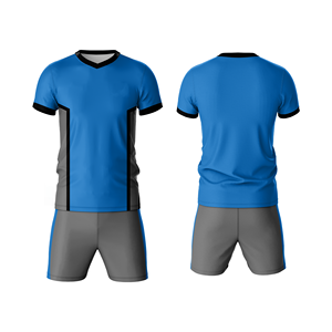 Conjunto de Uniforme Deportivo para Hombre, Camiseta de Fútbol con Cuello en V Roja y Gris, Manga Corta, Absorbe la Humedad, Impresión Sublimada para Todas las Temporadas - Product Image 3