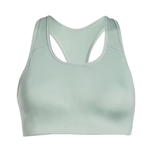 Women's Simple Front Logo High Support Adjustable Strap U-NECK Sports <b>Bra</b> <b>Removable</b> <b>Pads</b> Breathable Eco-Friendly Quick Dry - Product Image 1