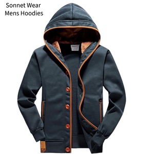 Mens Winter 100% Cotton Quick Dry <b>Thin</b> Long Sleeve Pocket Distressed Zipper-Up <b>Hoodie</b> - Product Image 3