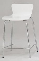 Chaise de bar moderne en bois blanc avec base en métal chromé, design nordique moderne, base antidérapante pour usage commercial en cuisine - Product Image 1