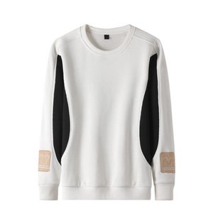 <b>Men</b> Crew Neck Sweatshirt Regular Fit Solid Color Knitted Cotton <b>Pullover</b> Casual Wear Autumn Style - Product Image 3