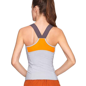 Camiseta sin mangas con bloques de color para mujer, cuello redondo, tejida, deportiva, transpirable, para hacer ejercicio - Product Image 3