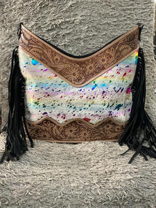 Nuevos bolsos de cuero con flecos bohemios de piel metálica tallados a mano reales, bolsos de compras con borlas para mujer a la moda occidental - Product Image 5