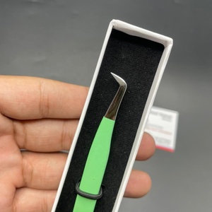 Haute Qualité Russe Volume Vert Couleur Extension De Cils Pince À Épiler En Acier Inoxydable Pointe Pointue Durable-Vente En Gros - Product Image 6