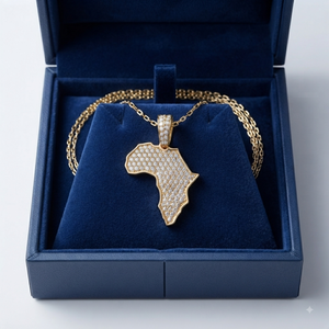 Collar de Lujo Personalizado Estilo Hip Hop, Oro Sólido de 10K, Unisex, con Mapa del Continente Africano, Colgante con Diamantes Cultivados en Laboratorio, Regalo - Product Image 6