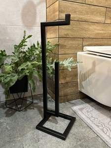 Iron Toilet Paper Holder Stand With Built In Storage <b>Rack</b> For Bathroom Tissue <b>Roll</b> Organization - Product Image 4