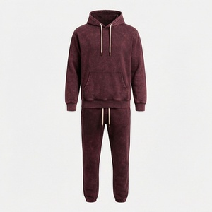 Conjunto Deportivo Personalizado de Algodón Grueso con Capucha y Estampado, Estilo Vintage con Lavado Ácido, Unisex, para Gimnasio y Fitness - Product Image 1