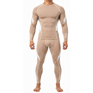 Ensemble de vêtements de sport pour homme personnalisé, respirant, extensible, haut à manches longues et pantalon pour la course à pied, la salle de sport, la remise en forme et l'entraînement - Product Image 1
