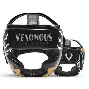 Venomous Gold Reaper Leather Adjustable Breathable <b>Boxing</b> Head Guard Premium Training <b>Headgear</b> Protective - Product Image 2