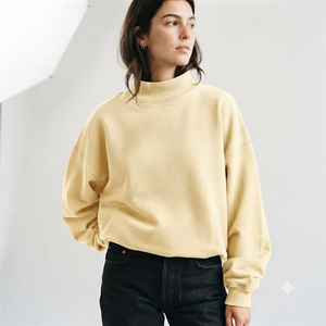 Suéter Oversize de Cuello Alto para Mujer, con Interior Térmico de Mezcla de Algodón y Puños Acanalados - Product Image 1
