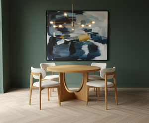 Mesa de Comedor Redonda Moderna de Madera de Caucho con 4 Sillas, Diseño Decorativo, 1 Año de Garantía, Juego de Comedor Compacto para 4 Personas - Product Image 4