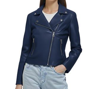 Veste d'hiver pour femme en cuir véritable, teinte unie, col montant, fermeture éclair, toutes tailles, luxe, design personnalisé, nouveau style, authentique - Product Image 1