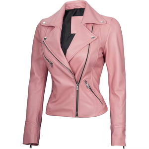 Women's PU Leather Moto Jacket <b>Stand</b> Collar Zipper Closure Full Sleeve Solid Color Regular Fit Autumn Style Windproof - Product Image 1