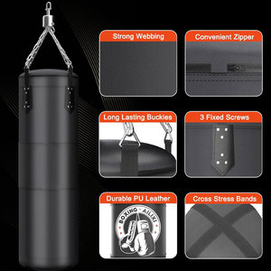 Black PU Leather Boxing <b>Punching</b> <b>Bag</b> Durable Unisex All Seasons Solid Color - Product Image 3