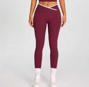 Leggings tricotés unis taille haute, longueur intégrale, extensibles, sportifs, pour toutes les saisons - Product Image 4