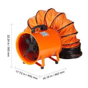 Ventilador de Cilindro Portátil de 16 Pulgadas de Alta Resistencia, 1350W, Extractor Industrial con Manguera de 33 pies, 5175CFM, Potente Ventilador para Taller - Product Image 5