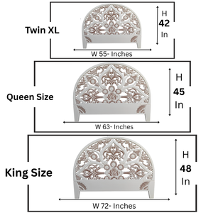 Tête de lit demi-lune Queen Size sculptée à la main en bois Smart Art, finition blanchie, réglable en hauteur, en bois d'ingénierie, à suspendre au mur - Product Image 6