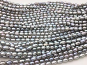 Perlas de Arroz Gris AAA de Agua Dulce, 4-4.5mm, Naturales, Cultivadas, en Hilo Suelto para Fabricación de Joyería, Venta al Por Mayor - Product Image 3