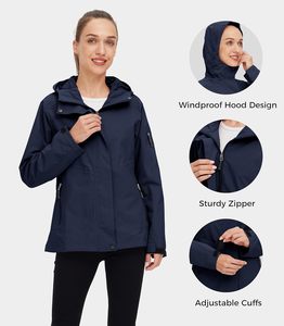 <b>Pink</b> Hooded Windbreaker <b>Jacket</b> Unisex <b>Waterproof</b> Sporty Zipper Closure Solid Color Regular Fit Winter Outdoor Wear - Product Image 2