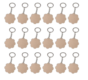 MDF Keychain High Quality Factory Custom Made Logo MDF <b>Keyring</b> With Metal <b>Rings</b> For Home Keys - Product Image 5