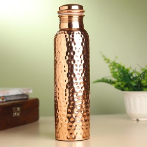Botella de Agua de Cobre de Excelente Calidad, Directo de Fábrica, Personalizable, Botella de Agua de Cobre con Diseño Floral Martillado - Product Image 6