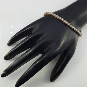 5.78 Ct Round Natural Light Yellow Diamonds Solitaire Tennis Cluster <b>Bracelet</b> 925 Sterling <b>Silver</b> Rose Gold Plated Women's - Product Image 3
