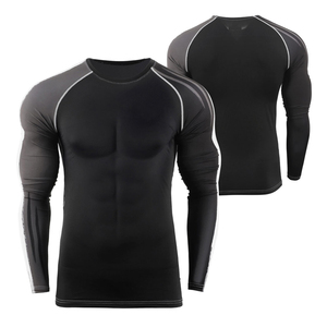 High Quality 240GSM Polyester Spandex Rash Guard Custom Sublimated Long Sleeve BJJ MMA Compression Shirt Athletic Gym Tops - Product Image 4