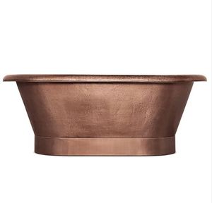 Bañera Independiente de Cobre Martillado, Ovalada, con Patas, Acabado Antiguo, de Lujo, Portátil para Interiores - Product Image 2