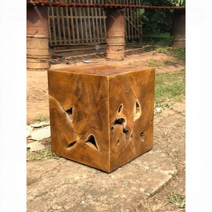 Natural Teak Root Cube <b>Stool</b> Solid Wood Square Seating Durable EcoFriendly Rustic Design for LivingRoom Apartment Hospital Patio - Product Image 5
