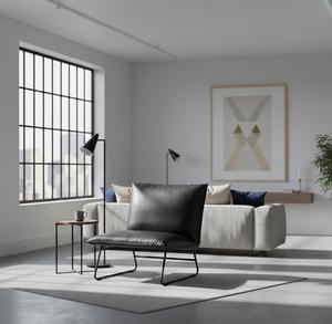 Fauteuil lounge d'intérieur en cuir rembourré, coussin en mousse souple, structure durable, pour salon, chambre, café, restaurant, mobilier de siège - Product Image 3