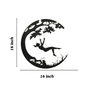 ภาพศิลปะติดผนังโลหะรูปเด็กหญิงแกว่งบนดวงจันทร์สำหรับห้องนอน |   งานศิลปะติดผนังโลหะทันสมัยที่ดีที่สุดสำหรับตกแต่งบ้าน - Product Image 3