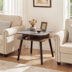 24\" Square Faux <b>Marble</b> <b>Side</b> <b>Table</b> with 4 Storage Shelves End <b>Table</b> for Living Room Bedroom Coffee <b>Tables</b> - Product Image 2