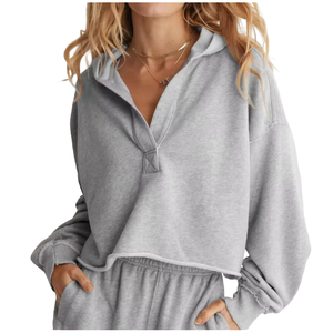 Pull ample tendance à col semi-ouvert, couleur unie, imprimé devant, pour femme, collection automne-hiver - Product Image 5