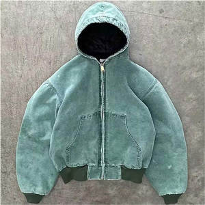 Sweat à capuche de haute qualité 100 % coton, effet délavé, personnalisé, respirant, avec motif imprimé en strass, style streetwear français - Product Image 3