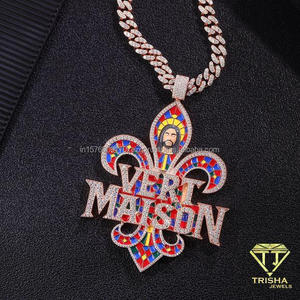 Premium Lab Grown Diamond Custom <b>Name</b> Pendant Sparkling <b>Letter</b> Design Multicolor Details Luxury Statement Hip Hop Jewelry - Product Image 2