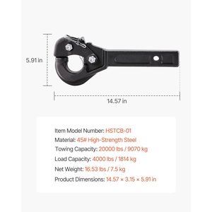 Crochet récepteur d'attelage de 2 pouces avec anneau de lunette de 2.5 à 3 pouces Capacité de 20000 lb Supports d'attelage - Product Image 6