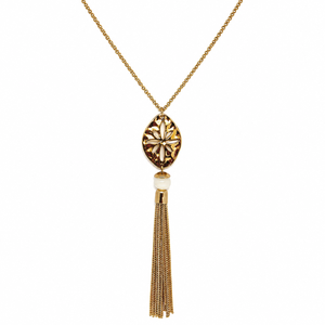 Collier pendentif masque en laiton doré à motif écaille de tortue, bijoux artistiques tendance, accessoires de mode en gros - Product Image 4