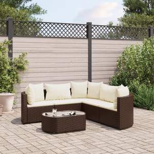 Ensemble de 5 canapés de patio marron crème pour la détente en jardin - Product Image 1