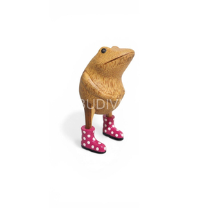Sculpture de grenouille en bois sculpté à la main, art moderne, décoration d'intérieur pour chambre à coucher, figurine animale de table, cadeau de luxe pour les fêtes - Product Image 1