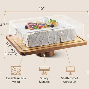 <b>Vintage</b> Aluminum Wood <b>Cake</b> <b>Stand</b> Rustic Farmhouse Style Eco-Friendly Dishwasher Safe Home Restaurant Use Wedding Dessert Tables - Product Image 4