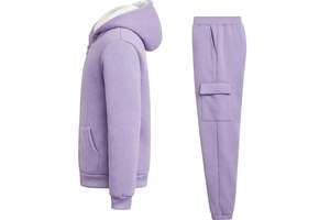 SPINE CRAFT <b>Purple</b> Fleece Tracksuit Hooded Drawstring Sweatshirt Side Pockets Casual Winter Outfit Full Length Regular Fit 100% - Product Image 5