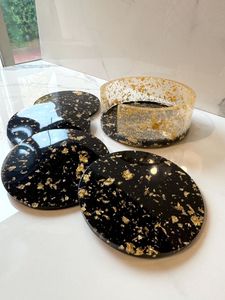 Wholesale Fan Shaped Resin Coaster Set Manufacturer Bulk Black White Agate Geode Coasters Tableware Placemat Coffee <b>Cup</b> <b>Mat</b> - Product Image 3