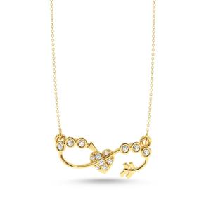 Collar con Colgante de Corazón Infinito con Flecha, Diseño de Dibujos Animados, con Piedras de Moissanita, Chapado en Oro Amarillo, Joyería Unisex para Uso Diario - Product Image 1