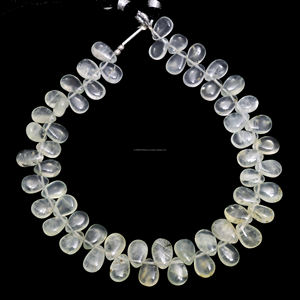 Perles de pierre précieuse naturelle de préhnite de qualité supérieure, lisses, en forme de poire, brin de 8 pouces, certifiées par un tiers, origine Afrique, vente en gros - Product Image 3