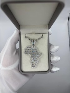 Hot Selling Iced Out Africa <b>Map</b> Pendant Moissanite 925 Sterling Silver Hip Hop Flag Charm Necklace Luxury Statement Jewelry - Product Image 4