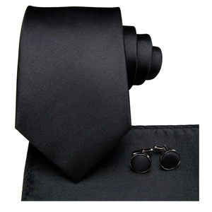 Corbata de Negocios para Hombre, Negra, con Rayas y Paisley, 100% Seda, Tejido Satinado Ecológico, Corbata de Lujo para Boda con Logotipo Personalizado - Product Image 4