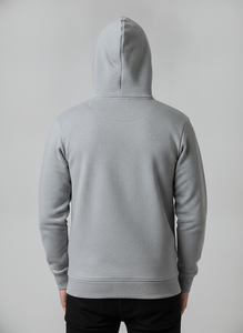 Sweat-shirt à capuche gris pour homme Stylro, fermeture éclair, logo en relief, coupe ample, décontracté, en molleton français 100% coton, vêtements d'hiver - Product Image 3