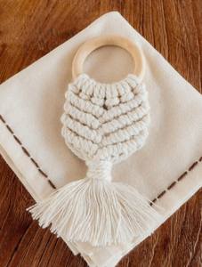 Serviettes et anneaux en macramé en coton - Product Image 2