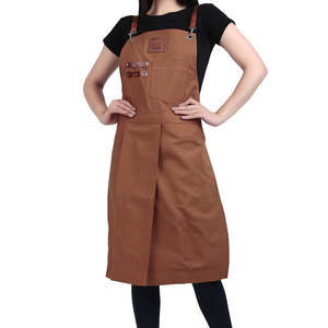 Tablier de cuisine vintage en toile véritable multi-poches pour femme, en cuir véritable de qualité supérieure, réglable - Product Image 4
